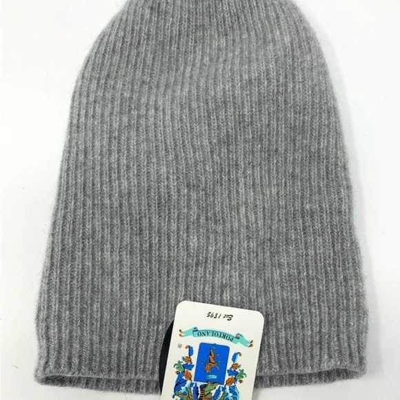 NEW Women’s Portolano cashmere slouch beanie hat grey - Picture 2 of 10